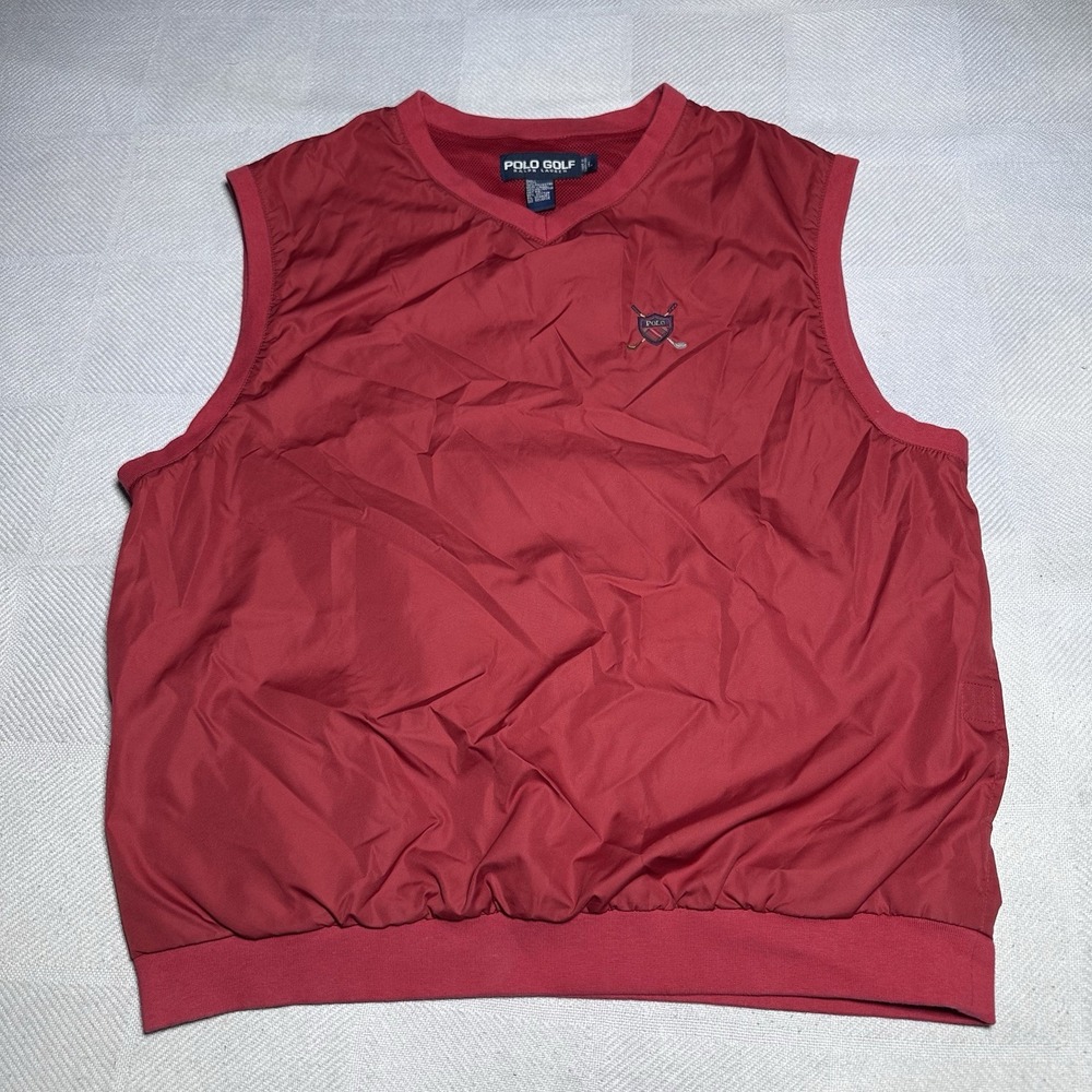 Vintage Ralph Lauren Polo Golf Windbreaker Vest Mens Large Mesh Lined Pockets